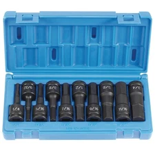 Grey Pneumatic 10-Pc 1/2" Dr. SAE Hex Impact Driver Socket Set 1398H New