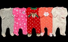 Baby Girl Newborn ALL Carter's Fleece Warm Zip Up Footed Sleeper Pajama Bundle