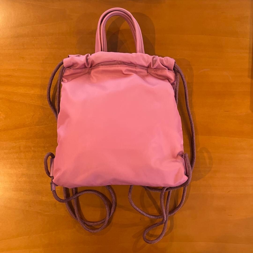 Anya Hindmarch Pink Mini Crystal Eyes Nylon Drawstring Backpack Top Handle image 3