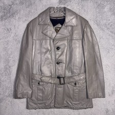 Schott NYC Leather Jacket Mens 40 Car Coat Belted Faux Fur Lining USA Made
