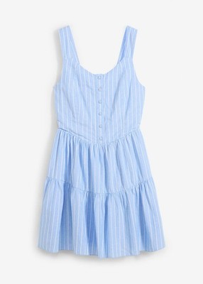 Minikleid Gr. 46 Blau Damen-Mini-Kleid Sommerkleid aus luftigem Leinen-Mix Neu*