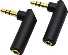 3.5mm Angle Male to Female Audio Adapter, 90 Degree Right Black