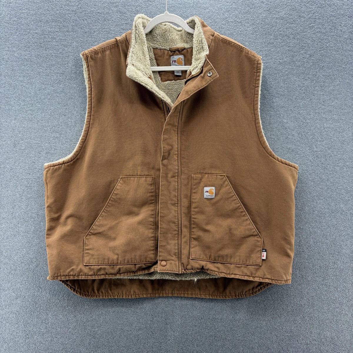 Carhartt ベスト 3XL ブラウン Carhartt Vest Mens 3XL Brown FR Canvas Sherpa Lined Workwear CAT 4