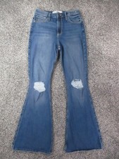 Hollister Curvy High-Rise Vintage Flare Jeans Womens 7R Blue Distressed 26x30