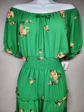 Anthropologie Kindred Green Size L Embroidered Tiered Boho Maxi Dress