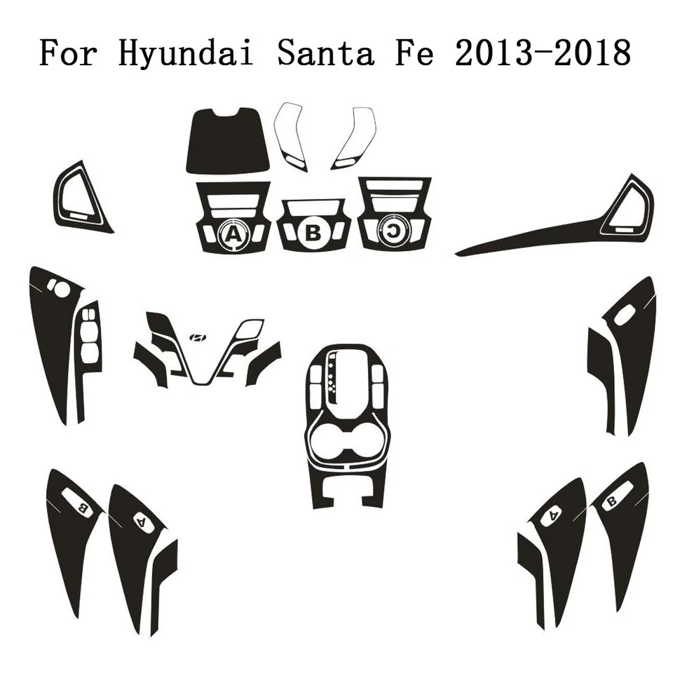 For Hyundai Santa Fe 2013-2018 3D Carbon Fiber Pattern Interior DIY Trim Decals Foto 2 de 4