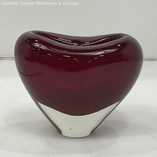 Vintage 1999 Salviati Red Heart Shaped Vase