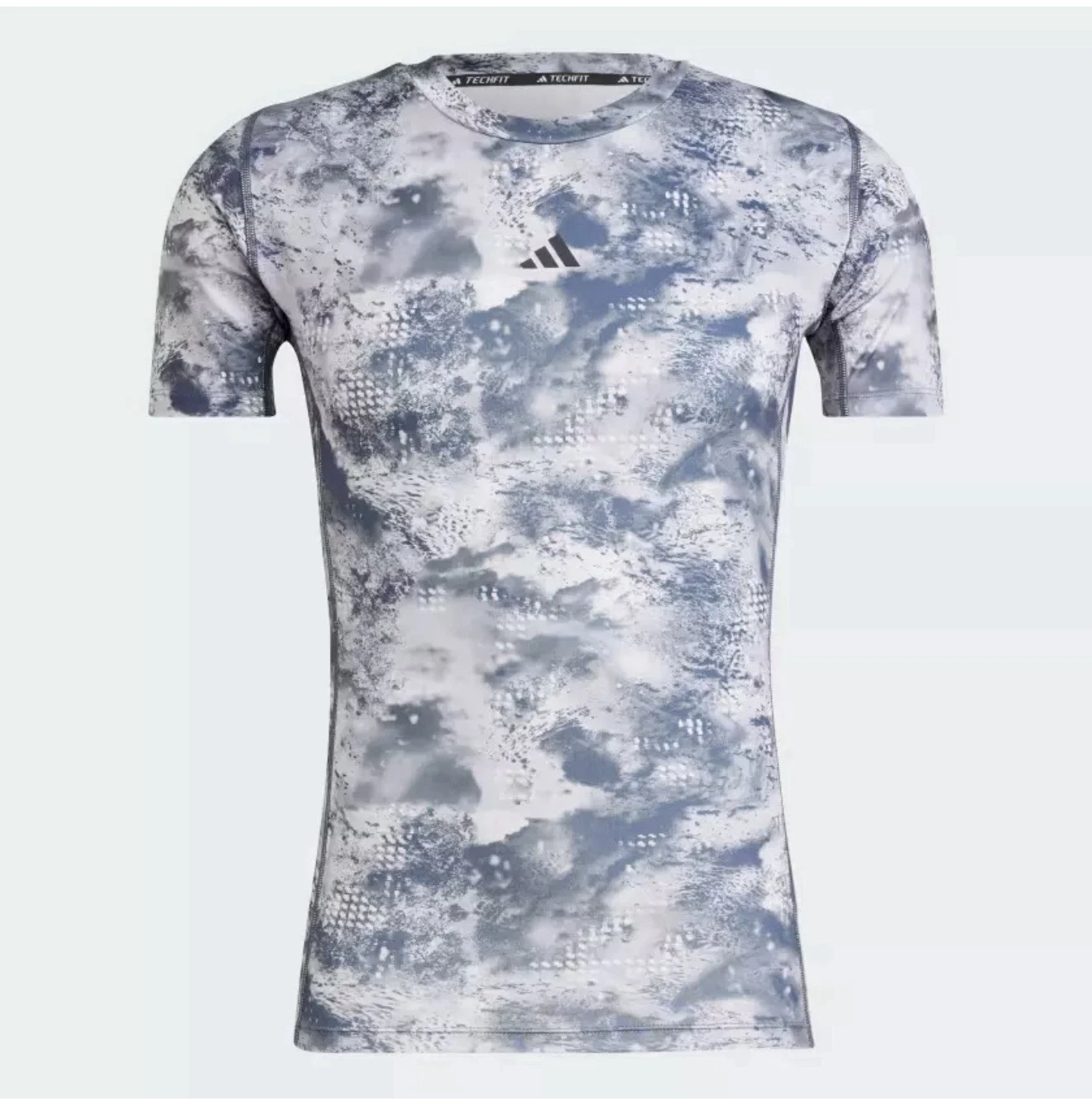 Adidas Techfit Training AOP Tee Base Layer Mens Large Shadow Navy JD9037 NWT