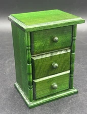 Vtg Emerald Green Rustic Chest Of Drawers Dollhouse Or Jewelry 6”