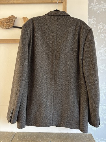 M&S Collection Men’s Wool Blend Brown Herringbone Blazer Jacket Chest 44” Long - Bild 8 von 13