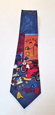 Mens Tie - Goofy Garage - Red Blue Funny Krawatte - Disney Mickey Unlimited