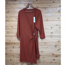 Soft Surroundings Damaria Wrap Dress 2X Womens Rust Orange 3/4 Sleeve NWT