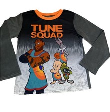 Space Jam Tune Squad Fleece Boys Pajama Top Small 6/7 Gray Orange Long Sleeve