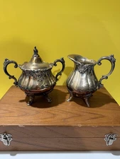 Wallace Baroque Silverplate Coffee Cream and Sugar Set 