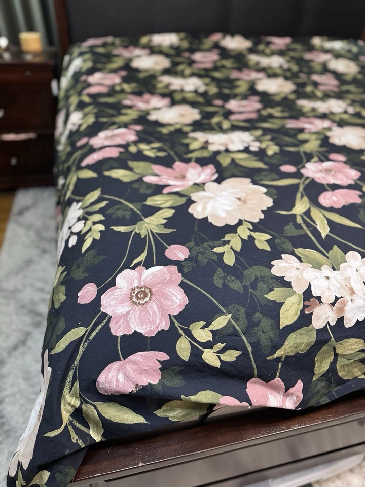 Funda nórdica IKEA Blekfryle negra floral algodón tamaño king 102"x 86" Foto 3 de 4