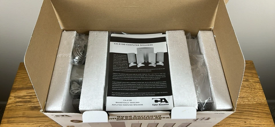 CYBER ACOUSTICS CA-4100 5 PIECE QUAD SURROUND AMPLIFIED COMPUTER SPEAKER SYS NIB - Image 3 of 4
