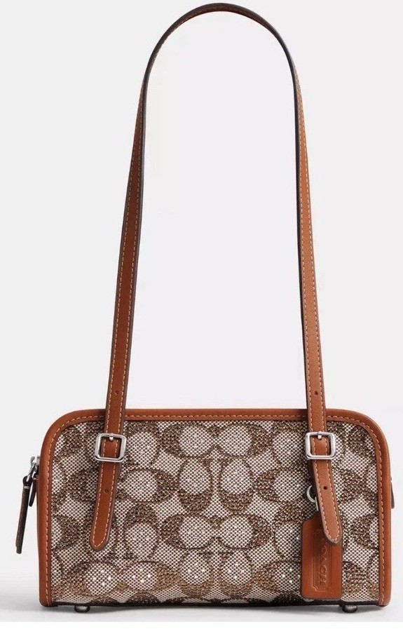 Coach Outlet Swing Zip Bag 20 Crystal Signature Jacquard CBH53