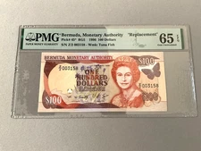 Bermuda 100 Dollars P-45* 'Replacement' 1996  PMG 65 EPQ