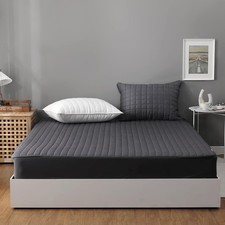 Quilted 100 Cotton Mattress Cover   6 Colors, Machine Washable, Breathable ...
