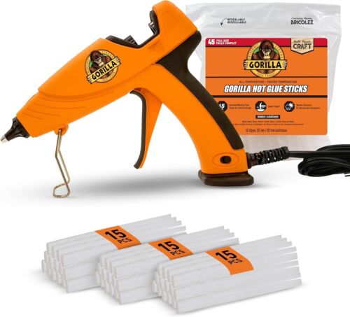 Gorilla Dual Temp Full Size Hot Glue Gun Kit with 45 Hot Glue Sticks, Precision