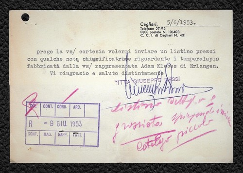 ITALIA 1953 - CARTOLINA COMMERCIALE - Cartoleria "DITTA GIUSEPPE DESSì - Foto 2 di 2