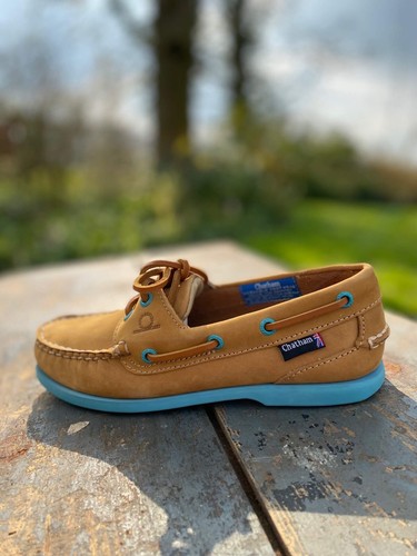 Chatham Pippa II G2 Leather Boat Shoe Tan Turquoise - Picture 9 of 12