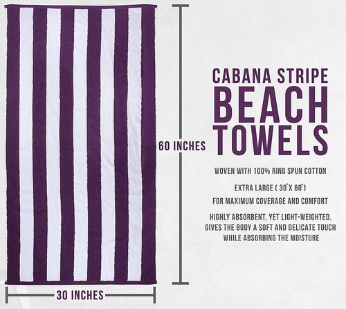 Paquete de 4 toallas de playa a rayas Cabana 30 x 60 pulgadas piscina playa - Imagen 117 de 133