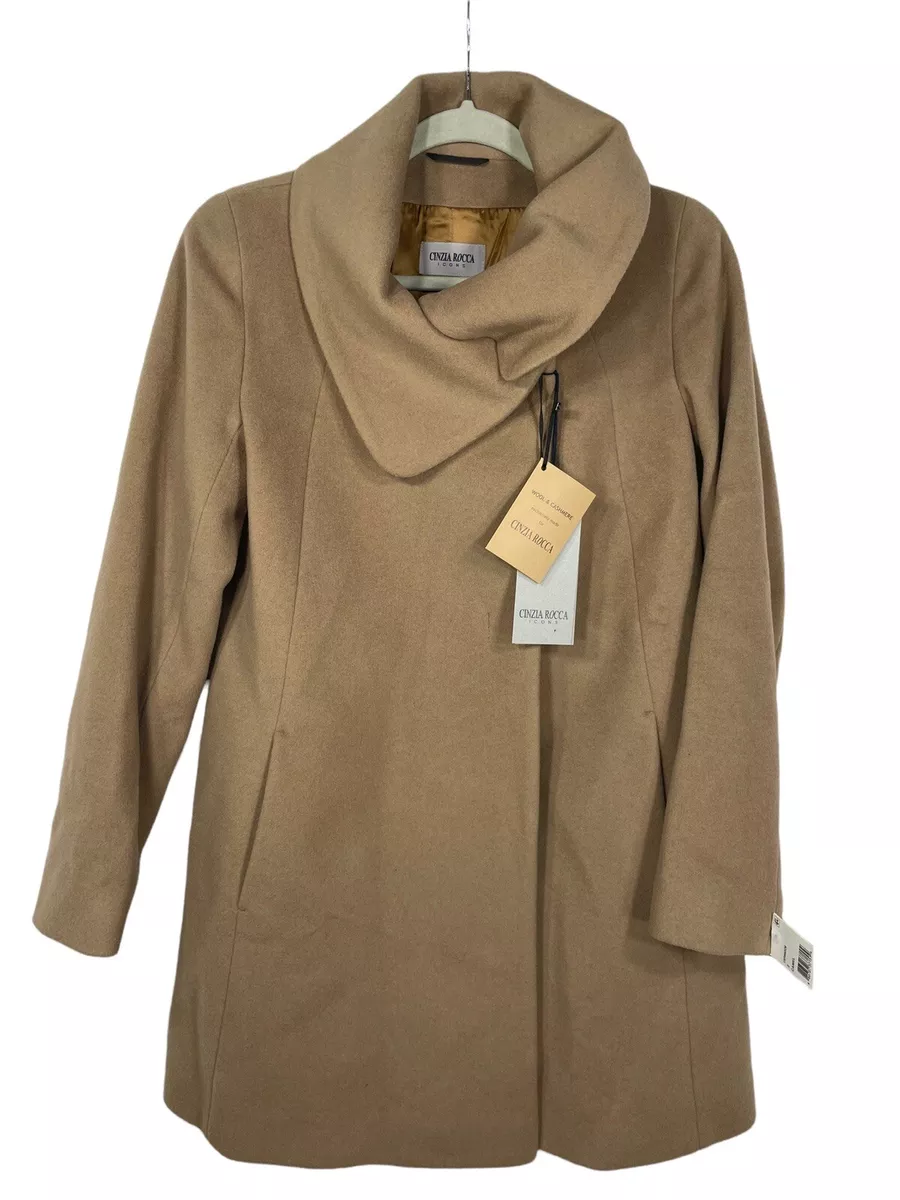 NWT Cinzia Rocca Beige Tan Italy Wool Cashmere RARE Car coat Size