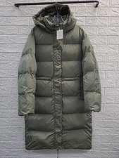 New Fabletics Essential Long Puffer Jacket Dark Moss Shine Size Medium