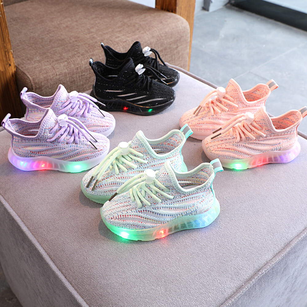 SAOLA Scarpe sportive bambini luce led tessuto volante traspirante suola morbida scarpe casual 