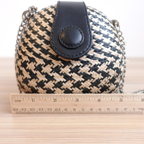 Le Sac Bag Womens Crossbody Shoulder Sling Clutch Purse Black Mini Beige Straw - Picture 4 of 14