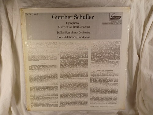Gunther Schuller, Quartet For Doublebasses VINYL LP (VG playtested) cover EX - Picture 4 of 6