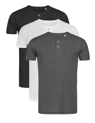 Stedman Mens Short Sleeve Grandad Henley Buttoned T-Shirt Tshirt