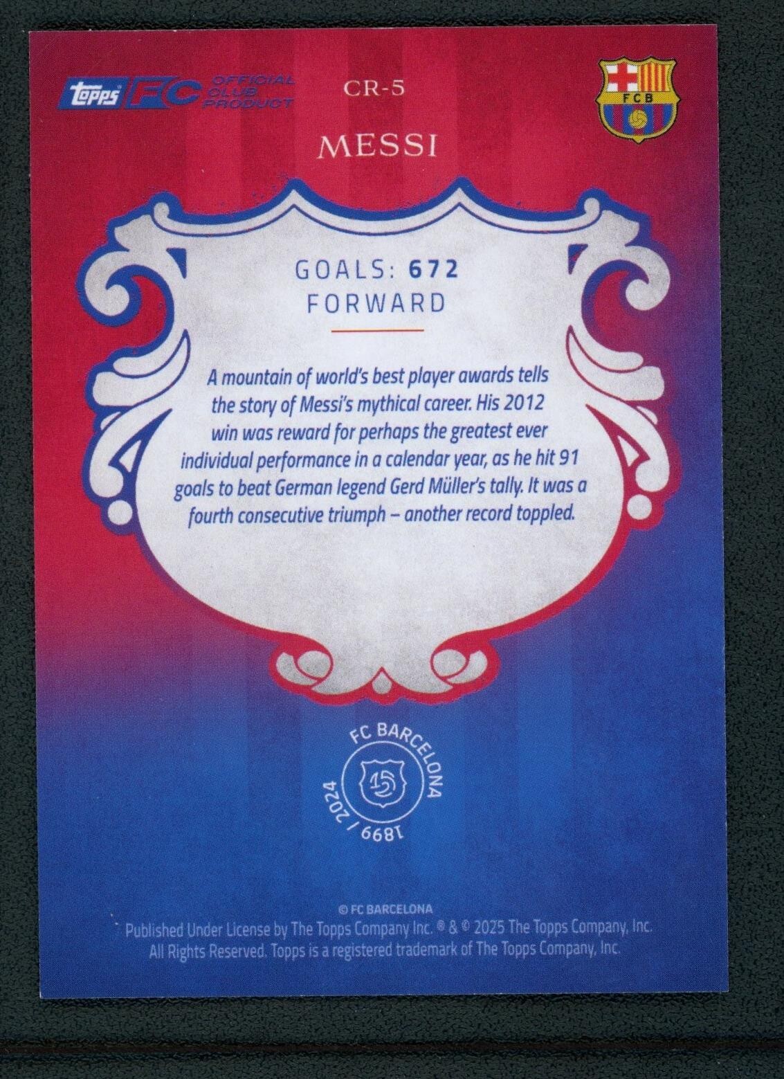 2025 LIONEL MESSI TOPPS OFFICIAL CLUB PRODUCT CREAM OF THE CROP view 2