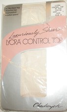 CHADWYCK - NEW - IVORY - SIZE B - CONTROL TOP - SANDALFOOT PANTYHOSE