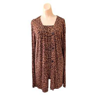 Coldwater Creek Womens Twin Set Small Animal Print Made USA Vintage Mod Wife