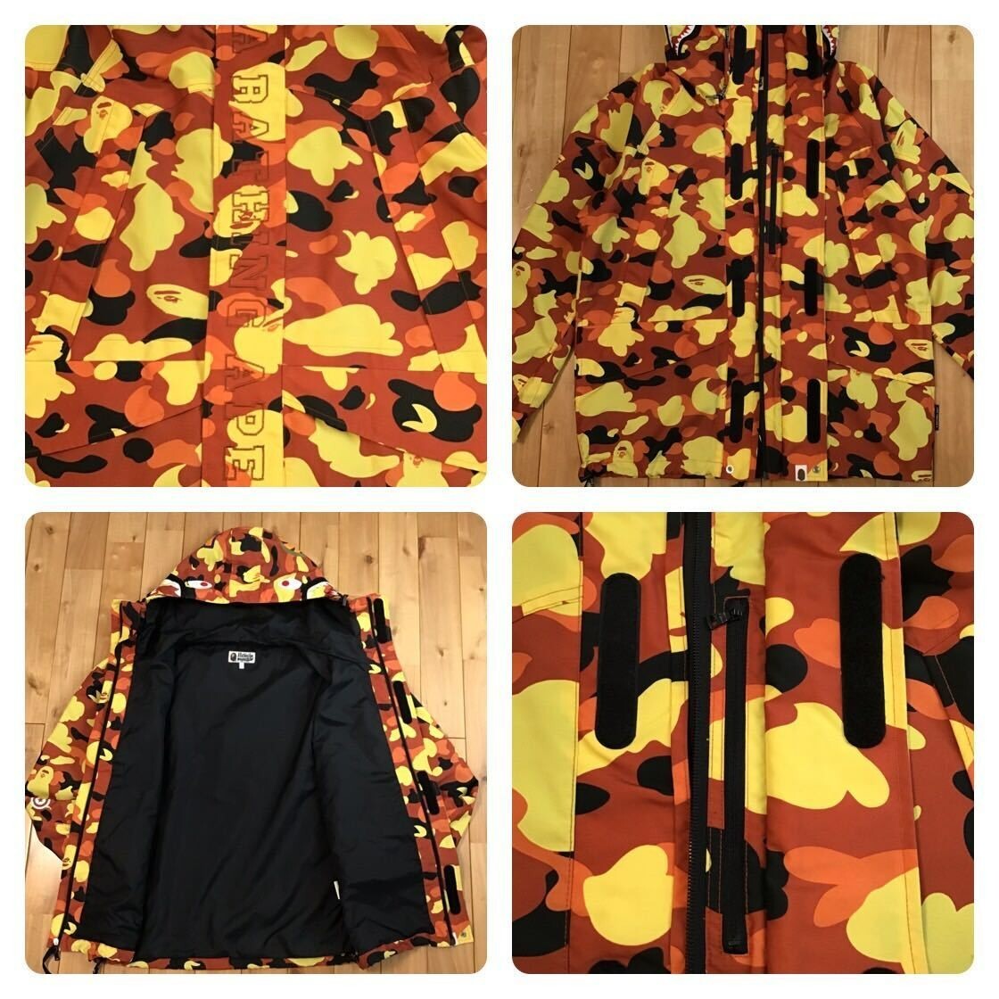 BAPE orange camo shark hoodie snowboard jacket A Bathing Ape BAPE orange camo shark hoodie snowboard jacket A Bathing Ape