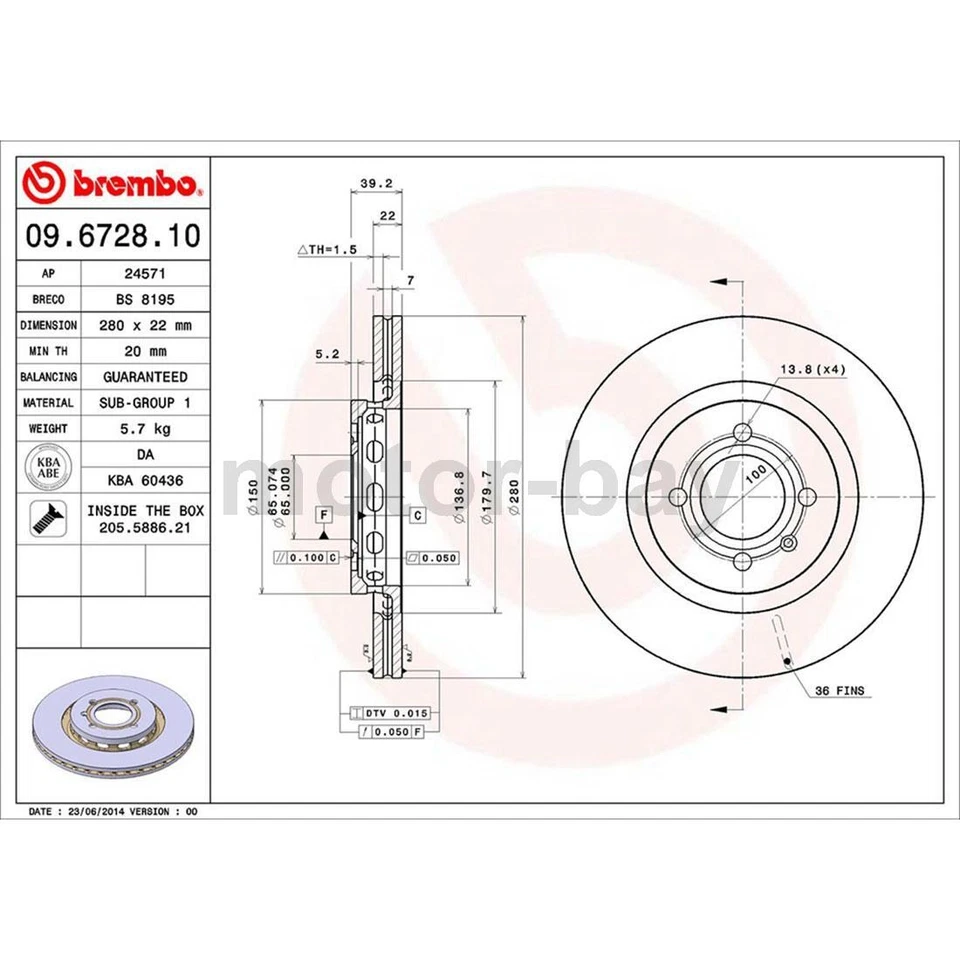 Pastilhas de freio dianteiro e rotores Brembo para Volkswagen Corrado 1990 1991 1992 - Imagem 2 de 4