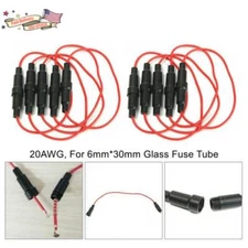 10PCS Automotive Car Inline Screw Type 6x30mm AGC Fuse Holder 20 Awg 20 awg 6x30