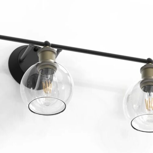 3-Light Black Wall Sconce Vanity Lighting Fixture with Glass Shade Farmhouse - Picture 8 of 15