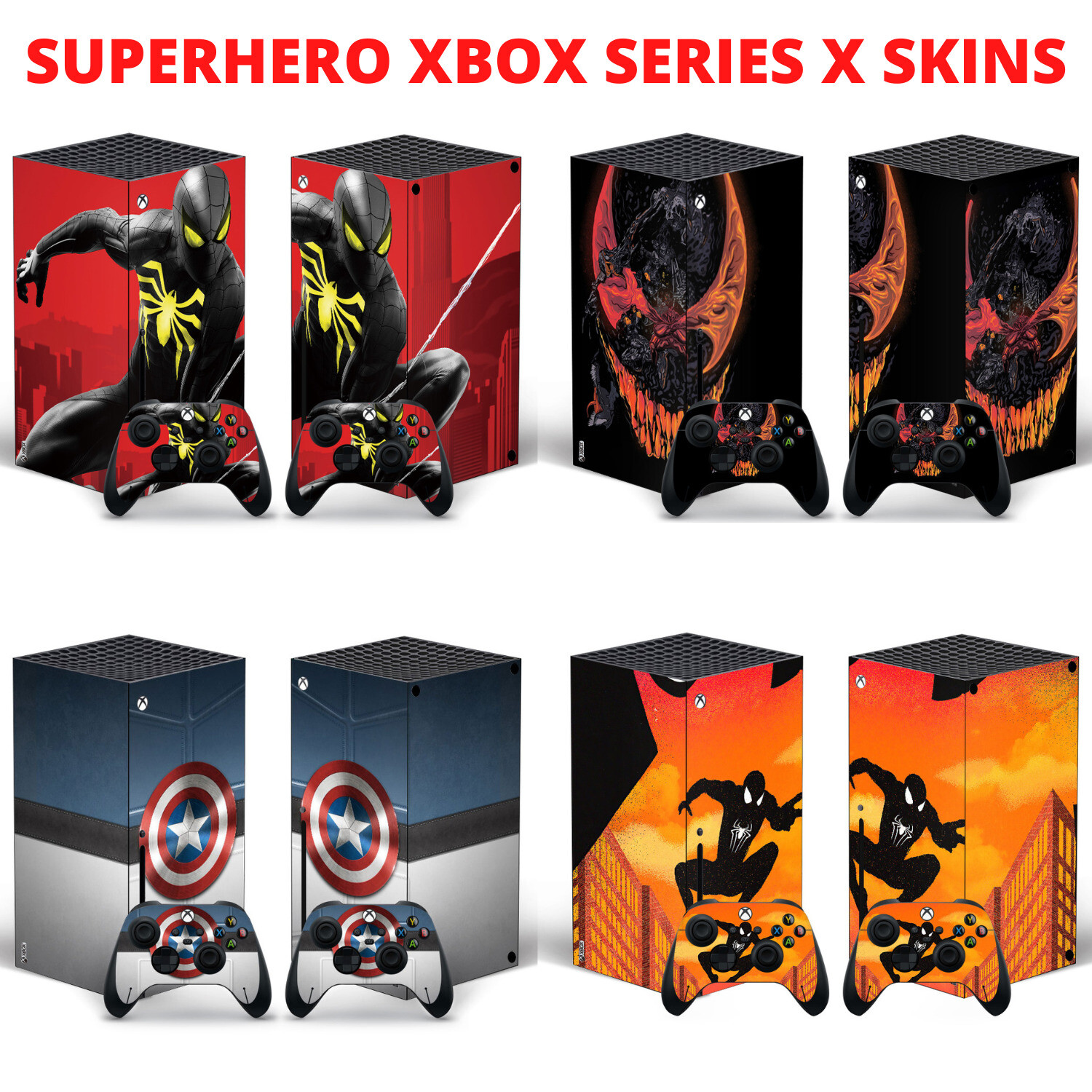 Xbox Series X Superhero Skin Sticker Decal Wrap for console and 2 controllers-image