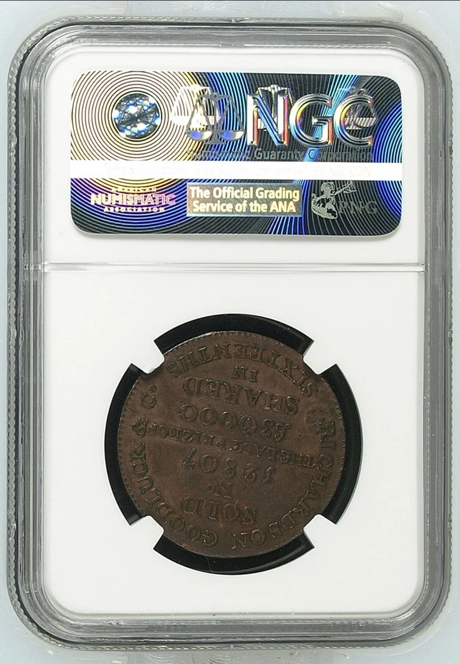 1795 G.BRIT D&H-471 MIDDLESEX - RICHARDSON'S E: PLAIN 1/2P NGC AU55 BN - Image 2 of 4