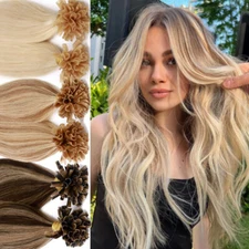 Nail U-Tip 100% Remy Human Hair Extensions Pre Bonded Fusion Keratin 200G THICK