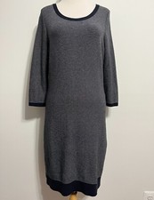 Ann Taylor Scoop Neck Sheath Sweater Dress Navy & White Size M
