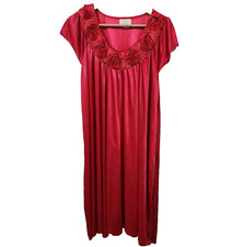 Vintage Lati Fashion Intimates Fushia Rose Detail Nightgown Flutter Sleeves 1X