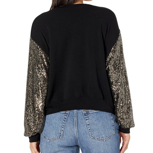 Top para mujer Karen Kane manga lentejuelas negro y dorado talla M - Imagen 2 de 7