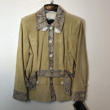 Vintage New With Tags! Tan Suede Leather & Faux Snake Jacket Size Medium