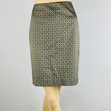 Ann Taylor Skirt Womens Gold Black Bohemian Pattern Pencil Skirt Work Job 6 P