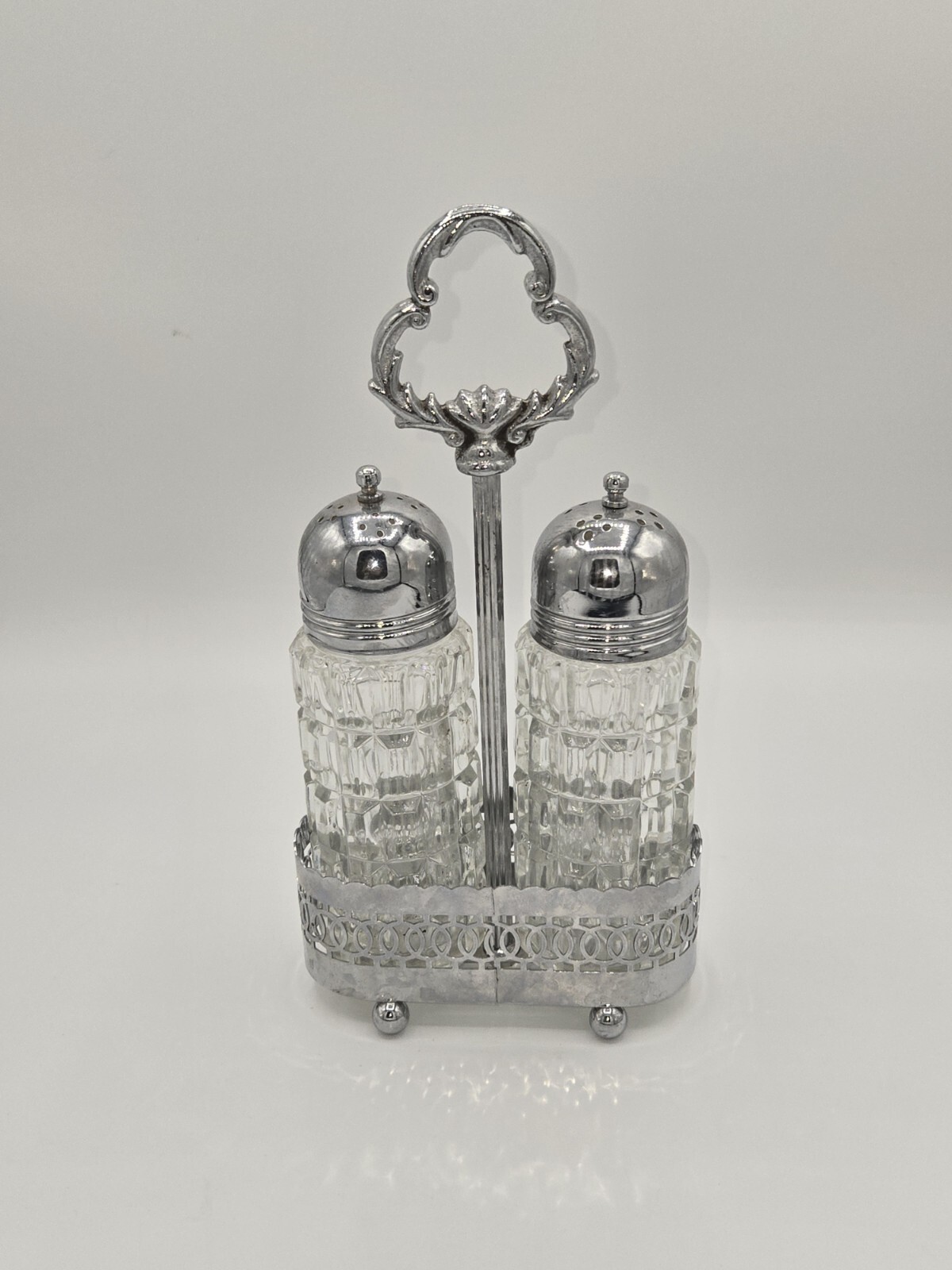 Vintage England Chromium Plate Salt and Pepper Shaker Set