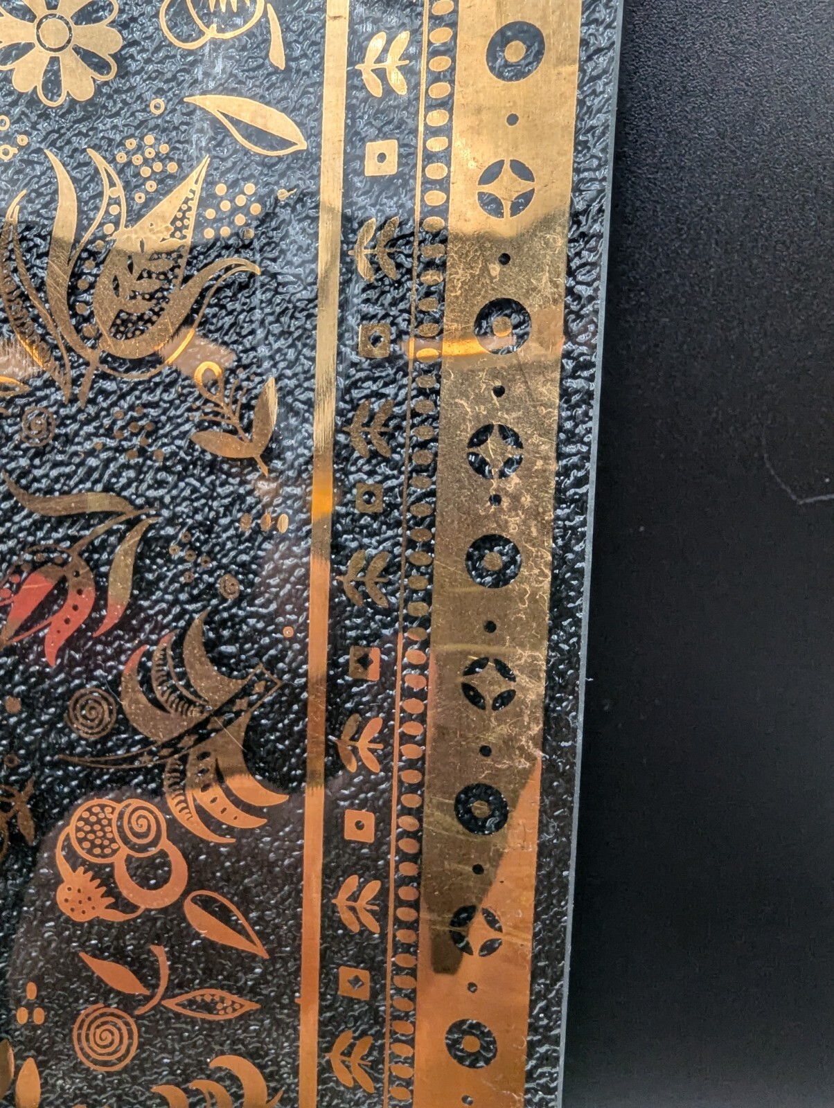 VTG MCM Georges Briard Glass Tray 12"x12" Plate Persian Garden 22k Gold Signed